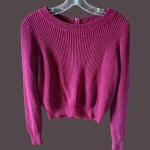Banana Republic Womens Fuchsia Ribbed Sweater With Back Zipper XSmall
